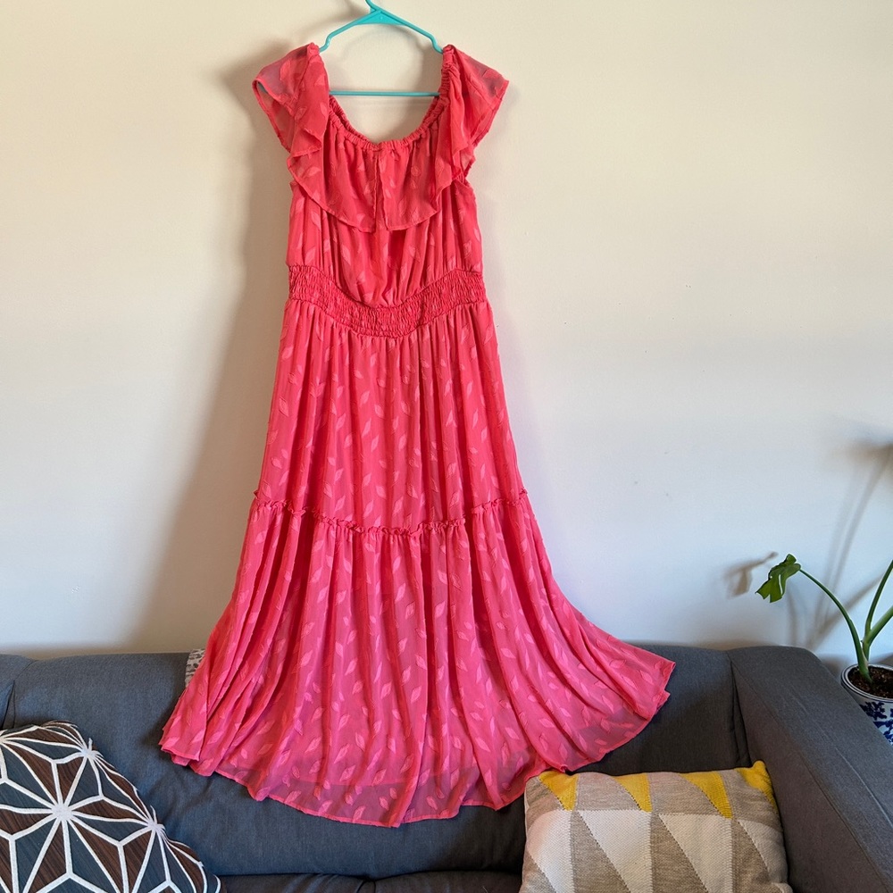 Lane Bryant Pink Tiered Ruffle Maxi Dress 18/20